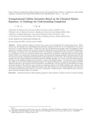 Computational Cellular Dynamics Based on the Chemical Master Equation: a Challenge for Understanding Complexity