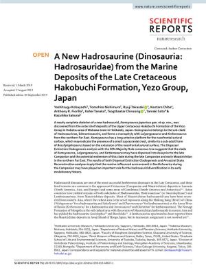 A New Hadrosaurine (Dinosauria: Hadrosauridae) From