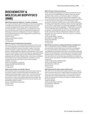 Biochemistry & Molecular Biophysics (BMB)