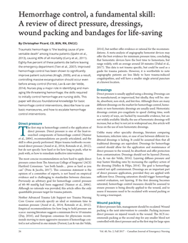 Hemorrhage Control, a Fundamental Skill: a Review of Direct Pressure, Dressings, Wound Packing and Bandages for Life-Saving