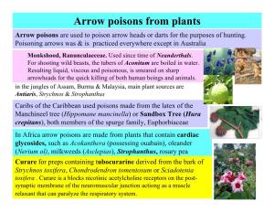 Arrow Poisons from Plants Arrow Poisons Are Used to Poison Arrow Heads Or Darts for the Purposes of Hunting