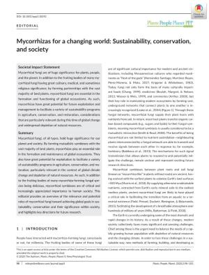 Mycorrhizas for a Changing World: Sustainability, Conservation, and Society