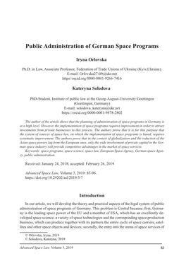 Public Administration of German Space Programs