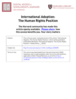 International Adoption: the Human Rights Position