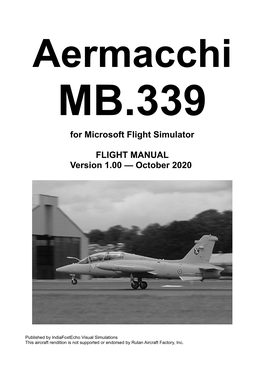 Aermacchi MB.339 for Microsoft Flight Simulator FLIGHT MANUAL