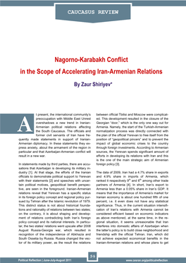 Nagorno-Karabakh Conflict in the Scope of Accelerating Iran-Armenian Relations