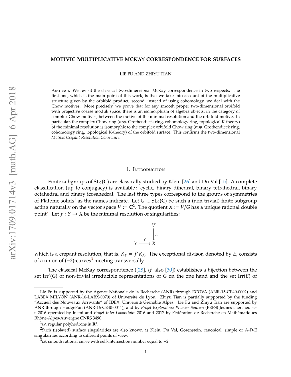 Motivic Multiplicative Mckay Correspondence for Surfaces