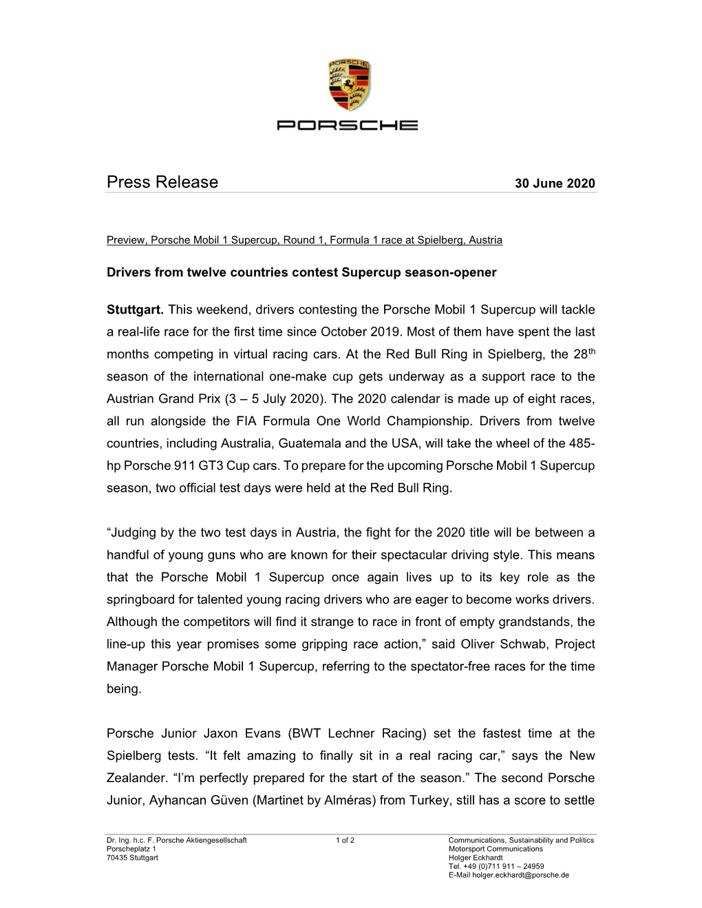 Press Release 30 June 2020