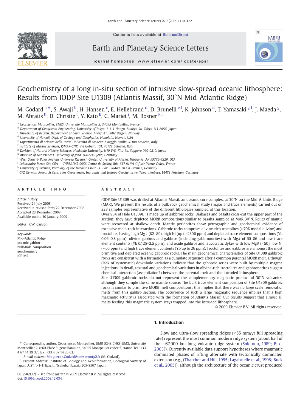 Geochemistry of a Long In-Situ Section of Intrusive Slow-Spread Oceanic Lithosphere: Results from IODP Site U1309 (Atlantis Massif, 30°N Mid-Atlantic-Ridge)