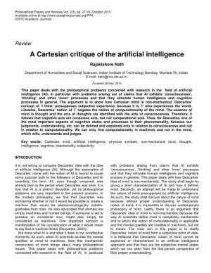 A Cartesian Critique of the Artificial Intelligence