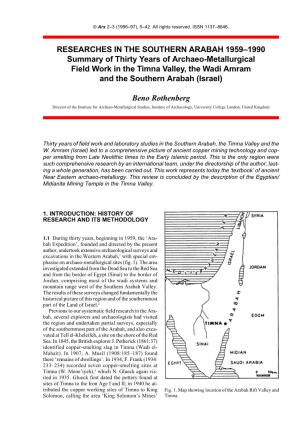 RESEARCHES in the SOUTHERN ARABAH 1959–1990 Summary Of