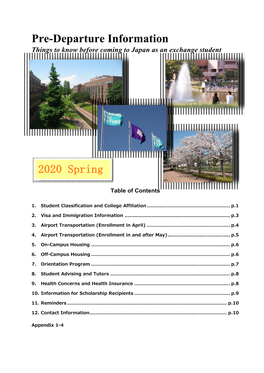 Pre-Departure Information 2020 Spring