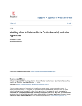 Multilingualism in Christian Nubia: Qualitative and Quantitative Approaches