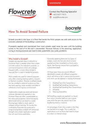 How to Avoid Screed Failure