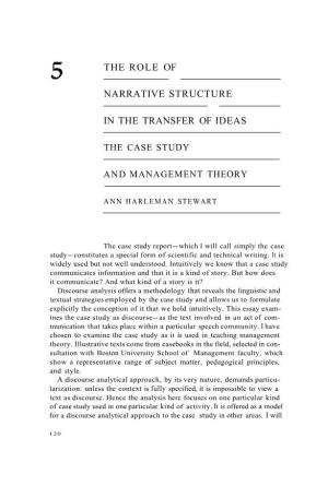 The Role of Narrative Structure in the Transfer of Ideas: the Case Study