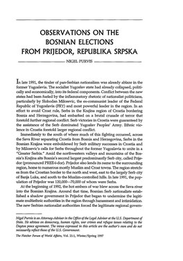 Observations on the Bosnian Elections from Prijedor, Republika Srpska