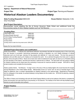 Historical Alaskan Leaders Documentary