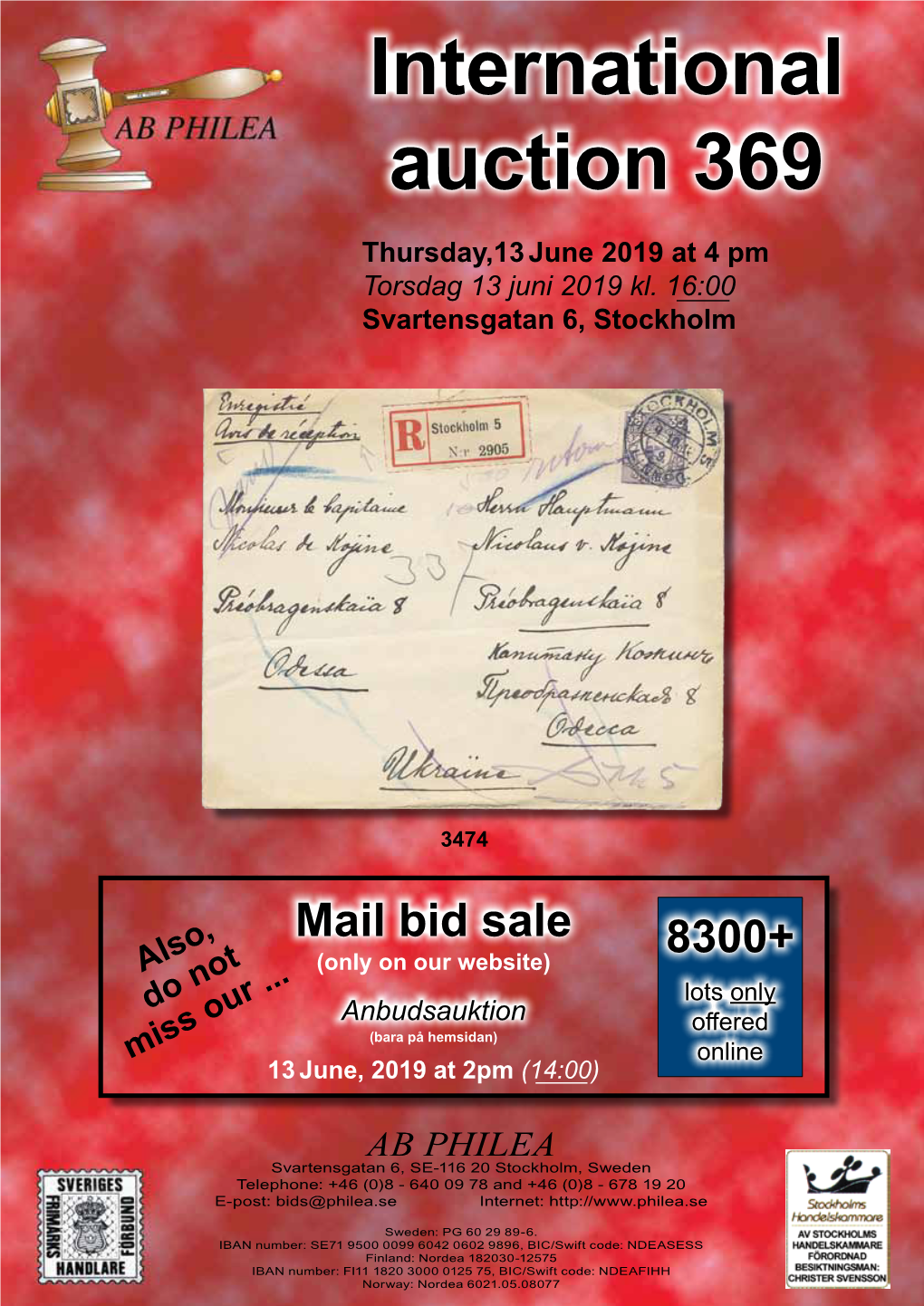 Auction 369 Thursday,13 June 2019 at 4 Pm Torsdag 13 Juni 2019 Kl