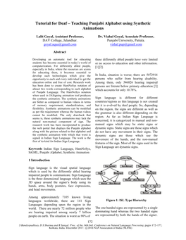 Tutorial for Deaf–Teaching Punjabi Alphabet Using Synthetic Animations