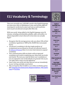E11 Vocabulary & Terminology