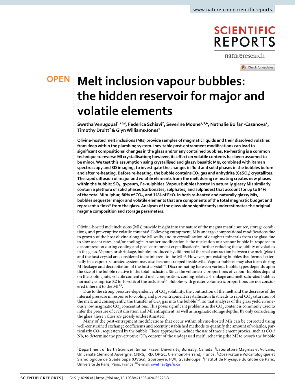 Melt Inclusion Vapour Bubbles