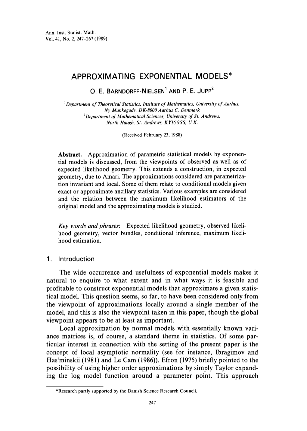 Approximating Exponential Models*