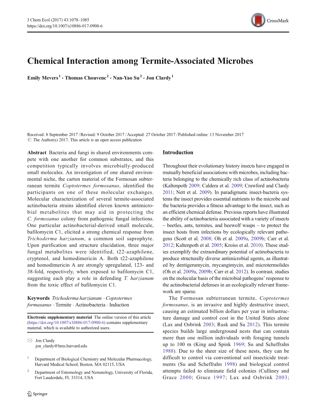 Chemical Interaction Among Termite-Associated Microbes