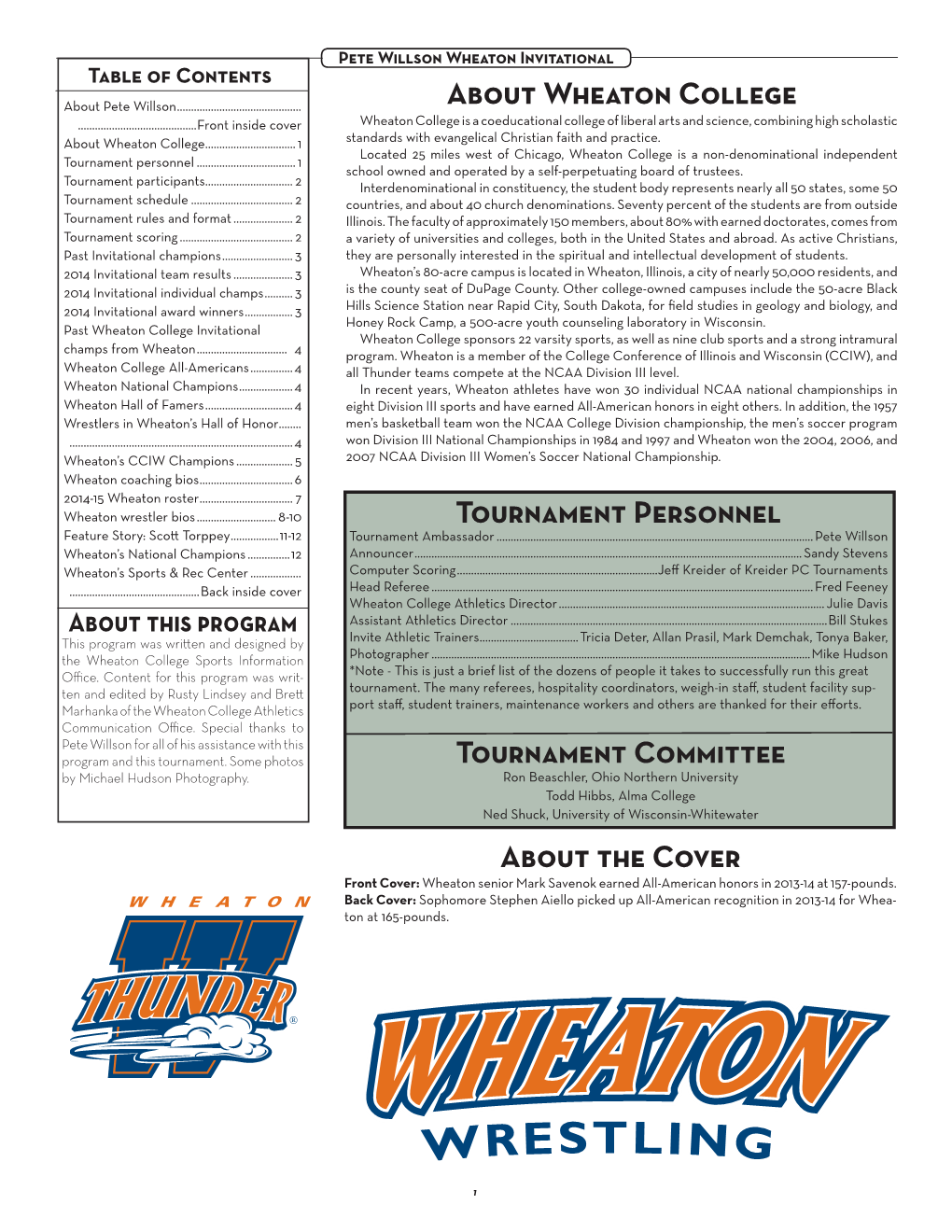 About Wheaton College Tournament Personnel