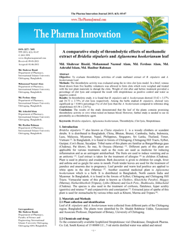 A Comparative Study of Thrombolytic Effects of Methanolic Extract Of