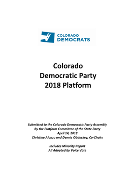 Colorado Democratic Party 2018 Platform