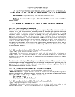 Division 4. Adoption of Mechanical Code with Amendments