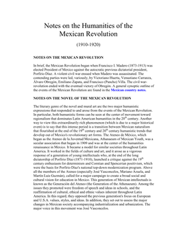 Mexican Revolution Notes
