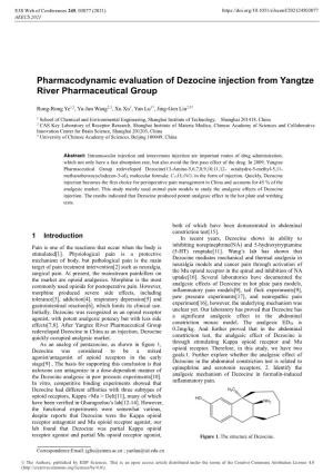 Pharmacodynamic Evaluation of Dezocine Injection from Yangtze River Pharmaceutical Group