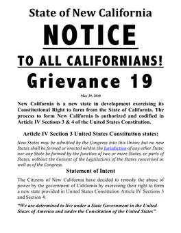 Grievance 19 State of New California (Pdf)