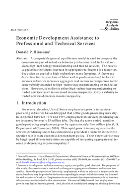 Economic Development Assistance to Professional and Technical Services