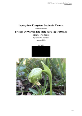 Inquiry Into Ecosystem Decline in Victoria Friends of Warrandyte