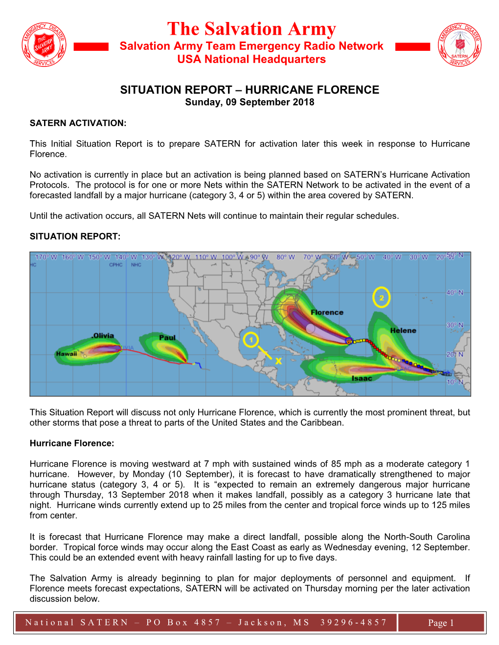 SATERN Situation Report