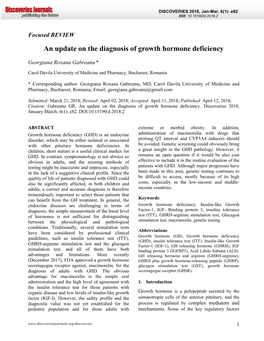 An Update on the Diagnosis of Growth Hormone Deficiency