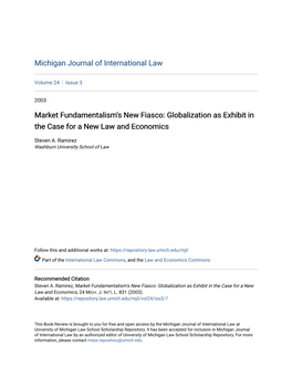 Market Fundamentalism's New Fiasco: Globalization As Exhibit in the Case for a New Law and Economics