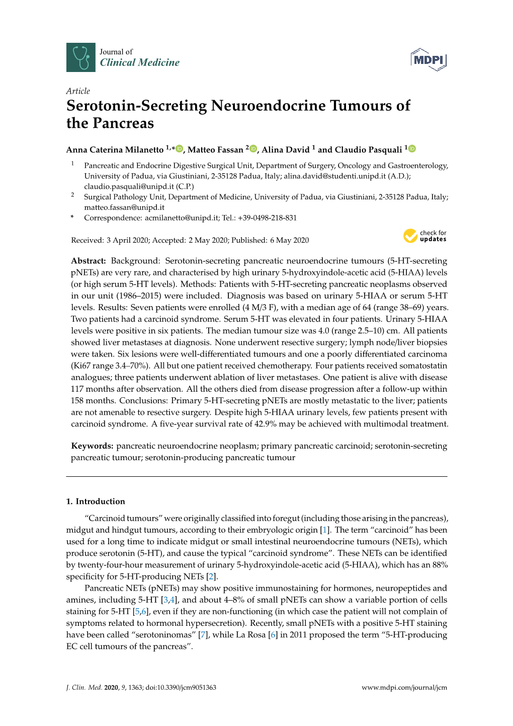 Serotonin-Secreting Neuroendocrine Tumours of the Pancreas