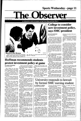 Sports Wednesday- Page 11 Hoffman Recommends Students Protest