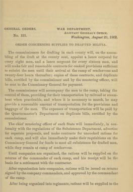 Order Concerning Supplies to Drafted Militia
