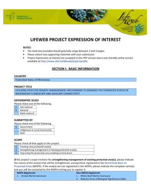 Lifeweb Project Expression of Interest