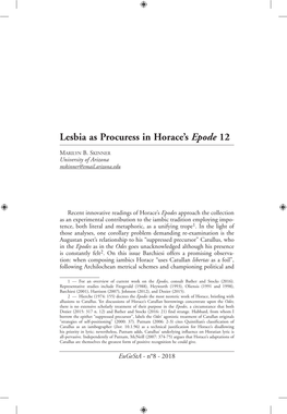 Lesbia As Procuress in Horace's Epode 12