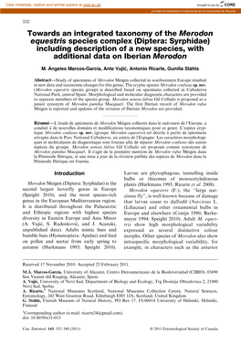 Towards an Integrated Taxonomy of the Merodon Equestris Species