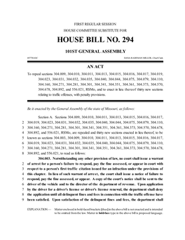 House Bill No. 294