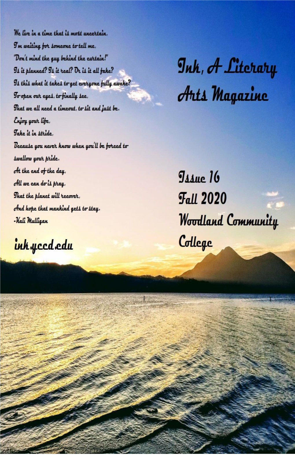 Ink, a Literary Arts Magazine, Issue 16, Fall 2020