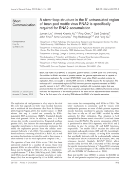 Untranslated Region of Bean Pod Mottle Virus RNA2 Is