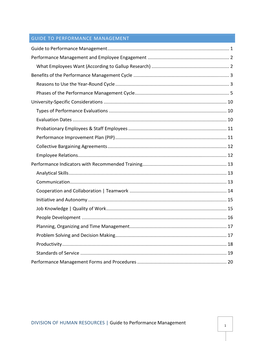 DIVISION of HUMAN RESOURCES | Guide to Performance Management GUIDE TO