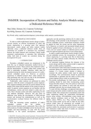 Incorporation of System and Safety Analysis Models Using a Dedicated Reference Model